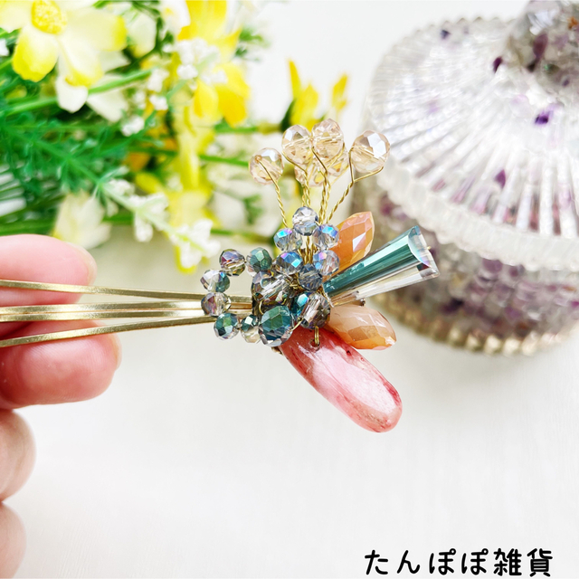 新品高品質可愛い 水晶 天然石 ヘアピンヘアクリップ キラキラ 前髪髪留め髪飾りの通販 by EMMA ショッピングセンター 水晶のうるツヤビジューヘアピン 前髪クリップ パワーストーン
