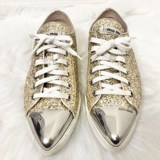 MIU MIU サイド グリッター ローカット スニーカー capres.com.ve