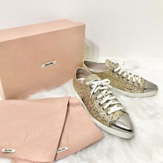 ミュウミュウ(miumiu)のミュウミュウ miu miu グリッター スニーカー レザー ラメ(スニーカー)