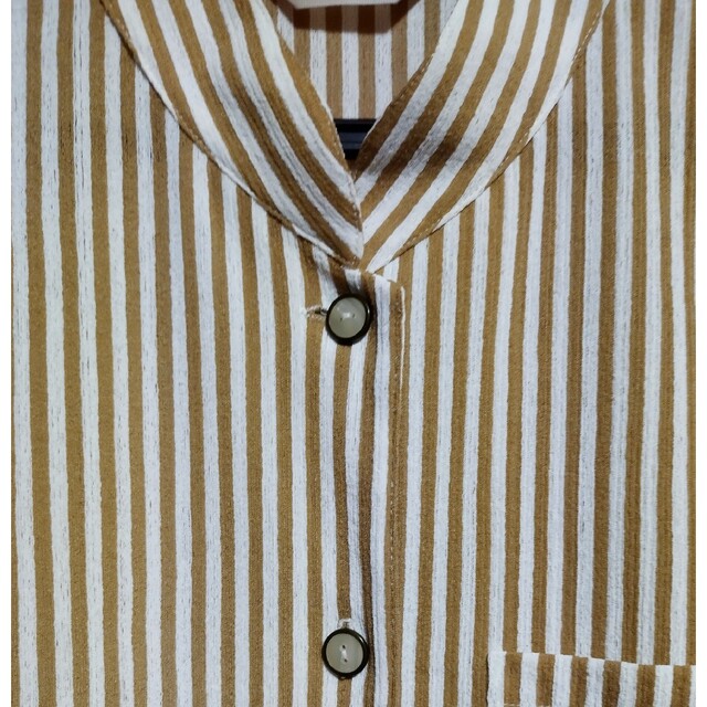 茶系ストライプシャツ レディースのトップス(シャツ/ブラウス(長袖/七分))の商品写真