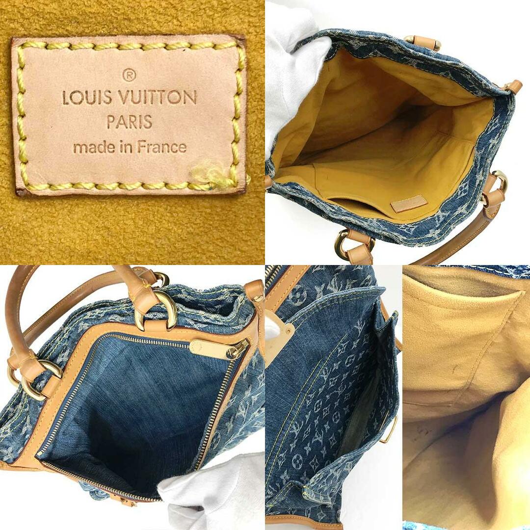 中美品 LOUIS VUITTON ルイ・ヴィトン フラットショッパー モノグラム デニム トートバッグ ハンドバッグ ブルー レディース ファッション M95018 USED小キズファスナー部分