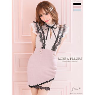 ローブ(ROBE)の♥ROBE de FLEURS♥ ビーズ刺繍レース×バイカラータイトミニドレス(ナイトドレス)