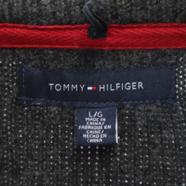 TOMMY HILFIGER(トミーヒルフィガー)のトミーヒルフィガー エルボーパッチ ウールニットジャケット L グレー系 TOMMY HILFIGER ロゴ刺繍 メンズ 【中古】  【230124】 メンズのジャケット/アウター(ダッフルコート)の商品写真