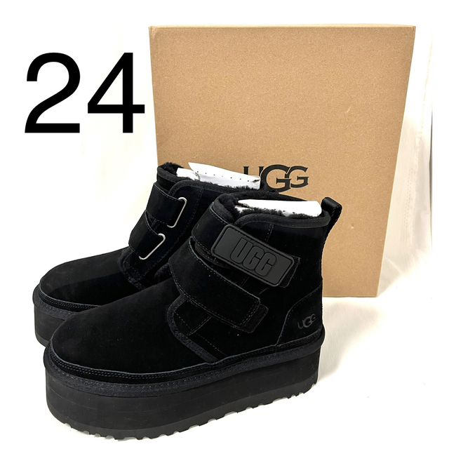 24 ugg ブーツ ニューメルプラットフォーム 厚底 ブラック 黒靴/シューズ