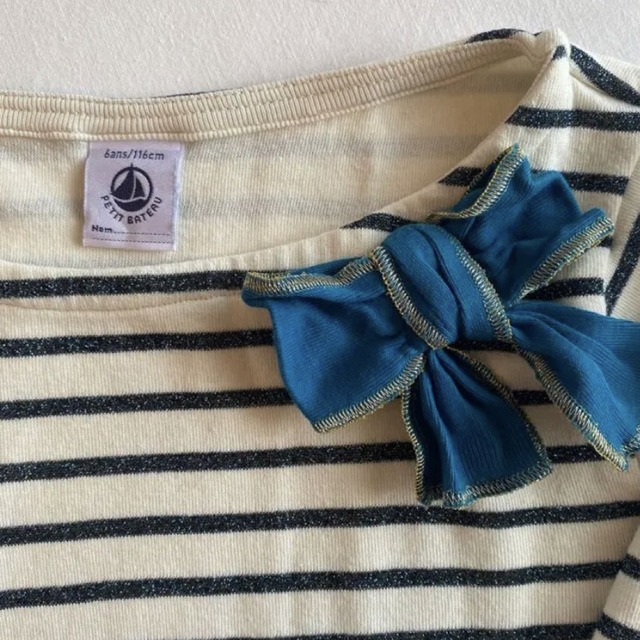 PETIT BATEAU(プチバトー)の♡プチバトー♡マリニエール♡長袖♡トップス♡６a♡女の子♡ラメ♡ キッズ/ベビー/マタニティのキッズ服女の子用(90cm~)(Tシャツ/カットソー)の商品写真