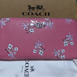 コーチ(COACH)のCOACH  長財布　ラウンドファスナー　花柄模様４ピンク(財布)