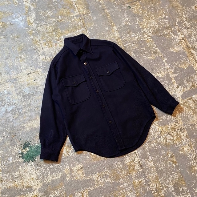 VINTAGE / ヴィンテージ | 1973年製 U.S.NAVY CPO ダブルポケット ウール シャツ | 15 1/2 | ダークネイビー | メンズ