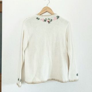 ヴィンテージ 古着 花 刺繍 ニット カーディガンの通販 by ミムラ|ラクマ