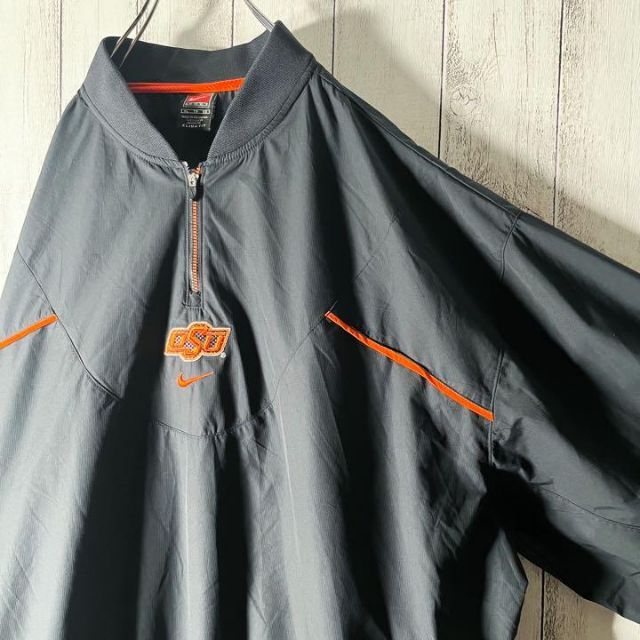 美品 NCAA L 90s】ナイキ ミシガン 両面刺繍ハーフジップジャケット