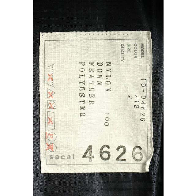 sacai(サカイ)のサカイ 19-04626 ドッキングナイロンダウンジャケット レディース 2 レディースのジャケット/アウター(ダウンジャケット)の商品写真