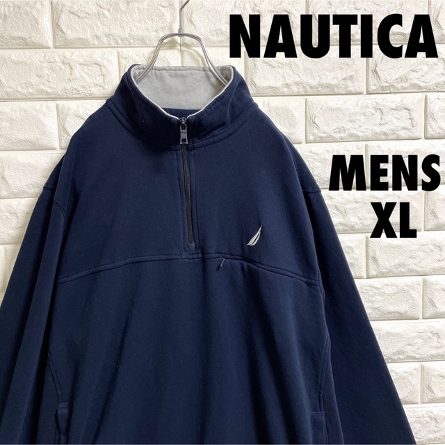 NAUTICA(ノーティカ)のノーティカ　ハーフジップ　スウェットトレーナー　刺繍　裏起毛　メンズXLサイズ メンズのトップス(スウェット)の商品写真