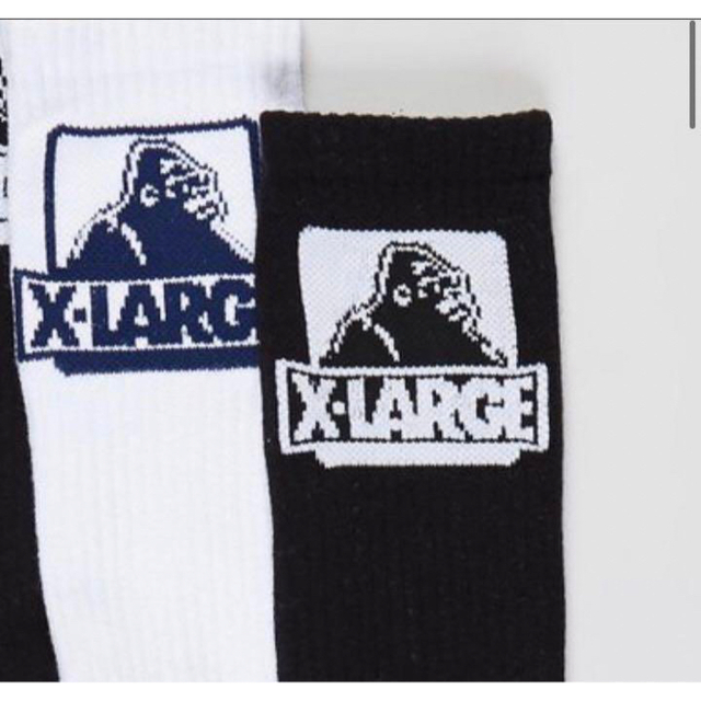 XLARGE(エクストララージ)の新品 エクストララージ XLARGE 靴下 2足セット ソックス 黒 白 メンズのレッグウェア(ソックス)の商品写真