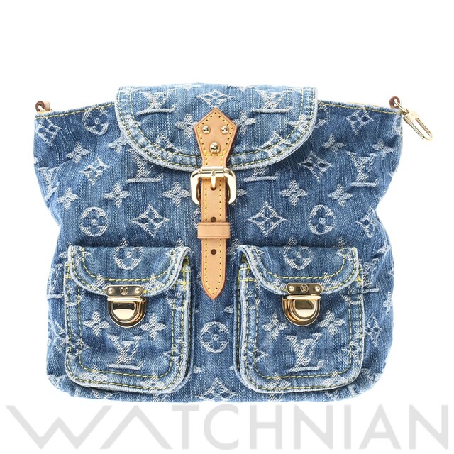 【爆売り!】 VUITTON LOUIS - モノグラムデニム ブルー モノグラムデニム リュック・デイパック レディース CA0066 M95057 VUITTON LOUIS ヴィトン ルイ CA0066 M95057 モノグラムデニム ブルー サックアドPM VUITTON LOUIS 中古 リュック+バックパック