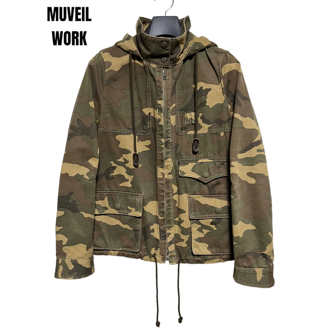 匿名発送 MUVEIL WORK ミリタリージャケットカモフラ サイズ39