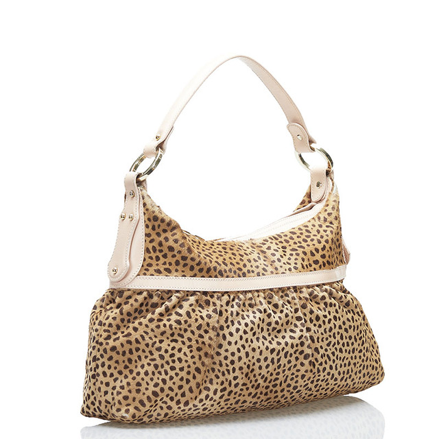 FENDI - フェンディ レオパード ハンドバッグ 8BR448 ハラコ