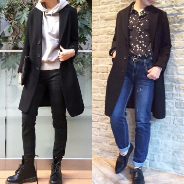 JOURNAL STANDARD メルトンチェスターコート ミドル丈コート 黒