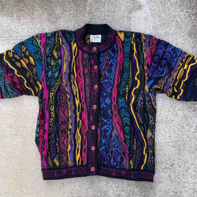 キナリ・ベージュ COOGI 旧タグ 3Dニットカーディガン 70s - 通販