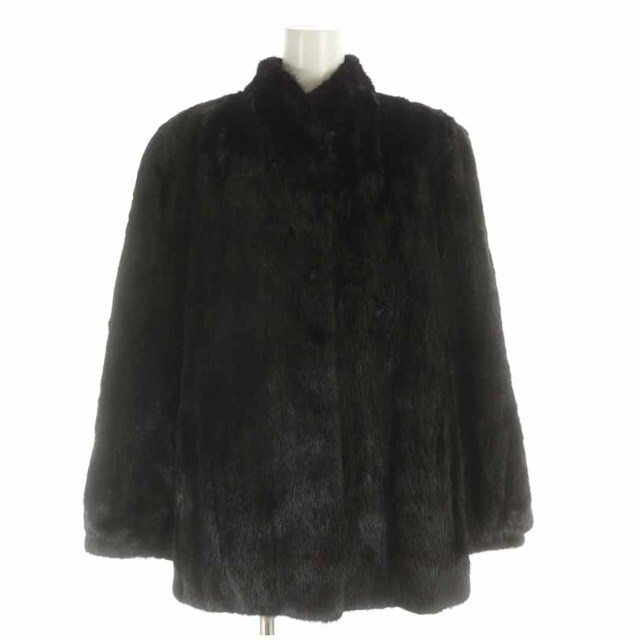 SAGA MINK 毛皮ジャケット ミンクファー 大きいサイズ 13 XL 黒