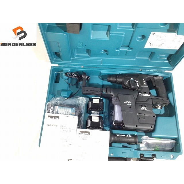 ☆未使用品 コメント必読☆makita マキタ 18V充電式ハンマドリル HR244DGXVB バッテリー2個(18V 6.0Ah) 集塵システム 充電器付き 65063