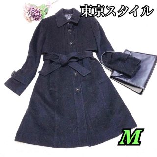 93★美品★22オクトーブル Aライン カシミヤ混ウールコート ベルト付 M