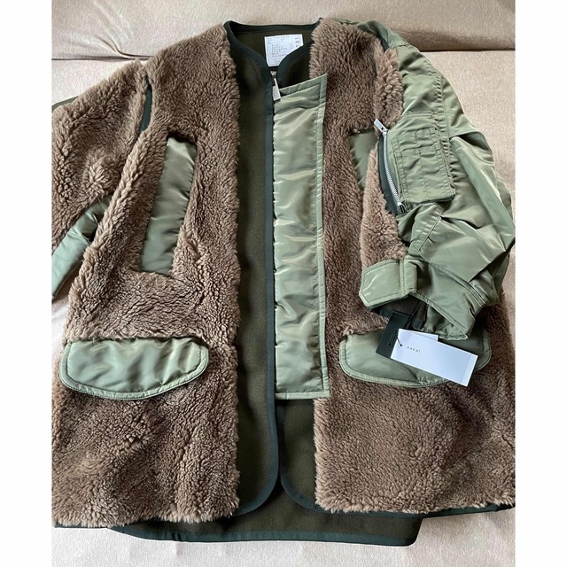 22AW新品3 sacai レディース 再構築 ファーコート ブルゾン サカイ