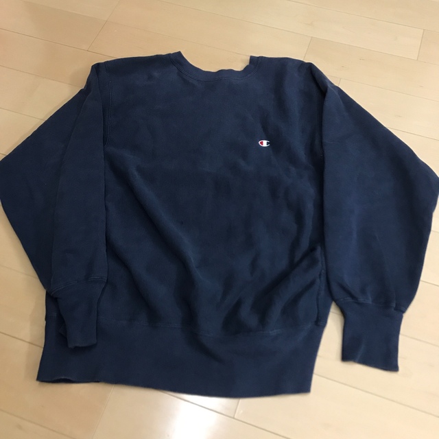 Champion(チャンピオン)のチャンピオン　リバースウィーブ　L 90s ネイビー　袖目無し　古着 メンズのトップス(スウェット)の商品写真