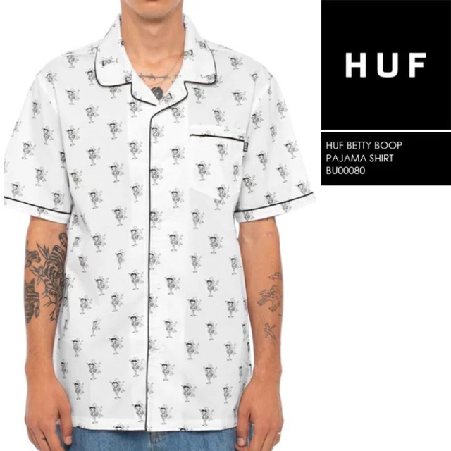 HUF bettyboo 半袖 ボタンシャツ 限定 ベティーブープ ハフ 総柄