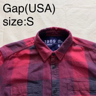 ギャップ(GAP)のGap(USA)ビンテージコットンフランネルシャツ　レッド(シャツ)