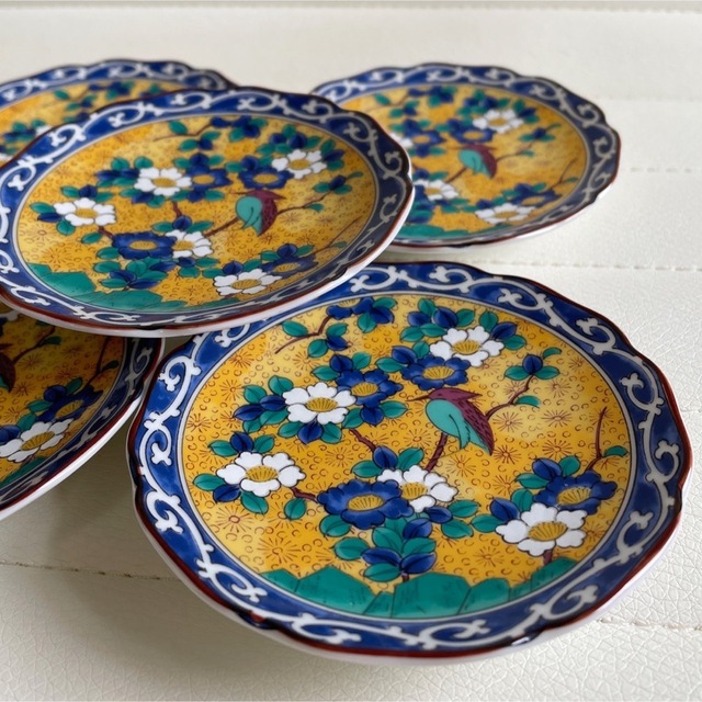 九谷青窯 - 九谷焼 第一陶器 黄地花鳥 小皿揃 5枚セット 豆皿 和食器 