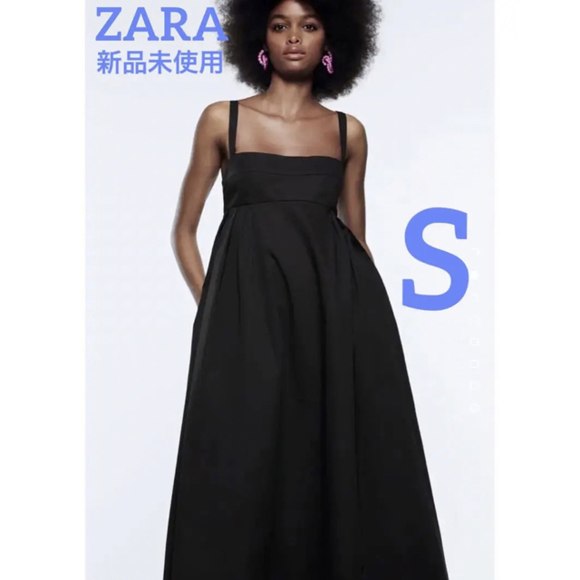 ZARA(ザラ)の【お値下げ中！】ZARA 新品未使用 ミディ ボリュームワンピース ブラック レディースのワンピース(ロングワンピース/マキシワンピース)の商品写真