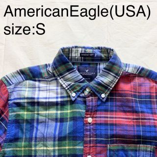 アメリカンイーグル(American Eagle)のAmericanEagle(USA)ビンテージフランネルクレイジーチェックシャツ(シャツ)