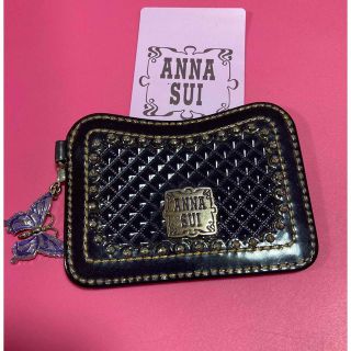 アナスイ(ANNA SUI)のANNA SUIアナスイ蝶&スタッズ　カードパスケース定期エナメル　パープル紫(名刺入れ/定期入れ)