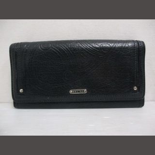 セリーヌ(celine)のセリーヌ CELINE レザー 二つ折り 長財布 マカダム 型押し 黒 ブラック(財布)