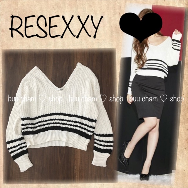 RESEXXY(リゼクシー)のRESEXXY♡ボーダーVネックニット レディースのトップス(ニット/セーター)の商品写真