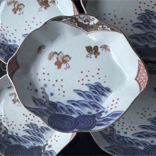 感謝‼️のってけ波乗り蝶で春待ち‼️大正頃伊万里GOLD❌蝶❌千鳥❌波膾皿2客