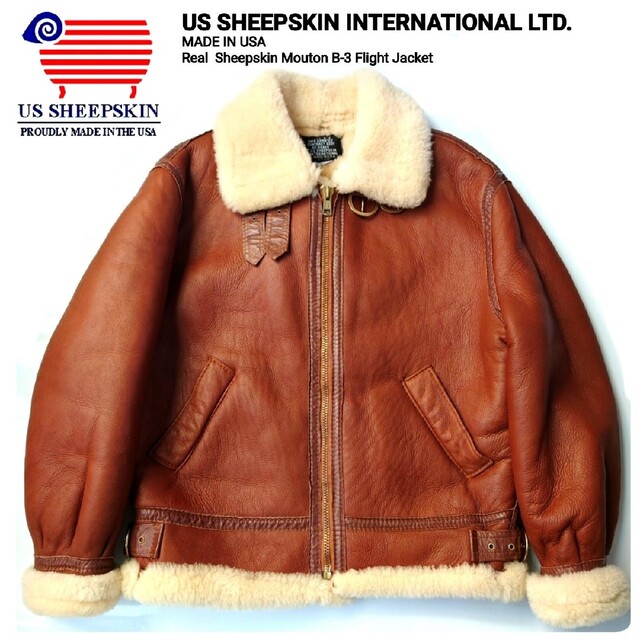 定価16万 US SHEEPSKIN USA製 最高級シープスキンムートンB-3-