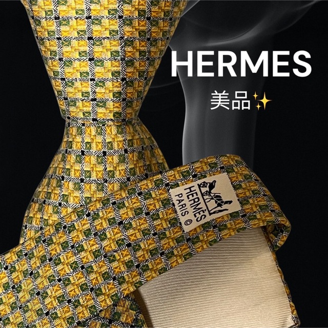 最高峰ネクタイ✨️美品✨️】HERMES イエロー 総柄 www.anthonytours.com