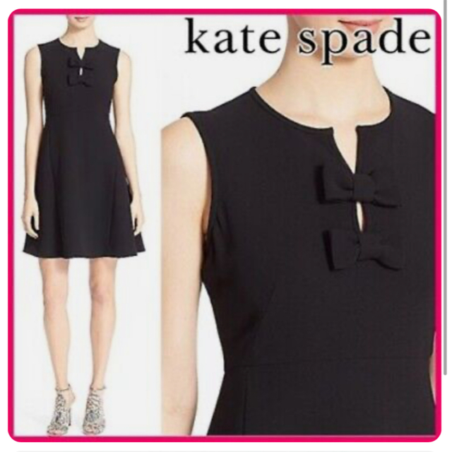 kate spade new york(ケイトスペードニューヨーク)のKATE SPADE ♠️  黒リボンワンピース 美品 レディースのワンピース(ミニワンピース)の商品写真