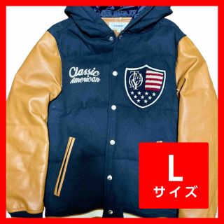 トミー(TOMMY)のTOMMYフード付スタジャン　L  ネイビー×ブラウン(スタジャン)