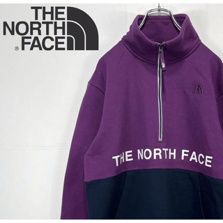 ザノースフェイス(THE NORTH FACE)のノースフェイス ハーフジップ スウェット トレーナー 刺繍ロゴ 古着(スウェット)