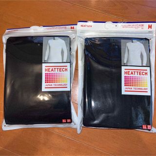 ユニクロ(UNIQLO)のユニクロ ヒートテッククルーネックT（9分袖）MEN M 09 BLACK 2袋(その他)