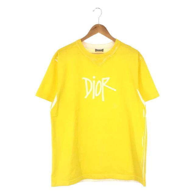 【新品】  Dior / ディオール | 2020AW  × Shawn Stussy / ショーン・ステューシー コラボ Front Logo Tee  箱有 イタリア製 ヘビーウェイト ビッグシルエット ロゴ Tシャツ カットソー | M | イエロー | メンズ
