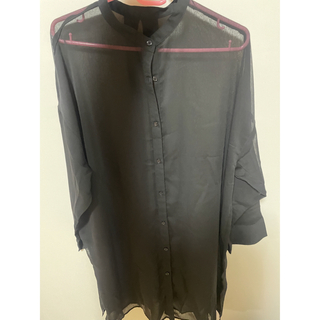 ジーユー(GU)のGU ロングシースルー素材シャツ　ブラック(Tシャツ/カットソー(半袖/袖なし))