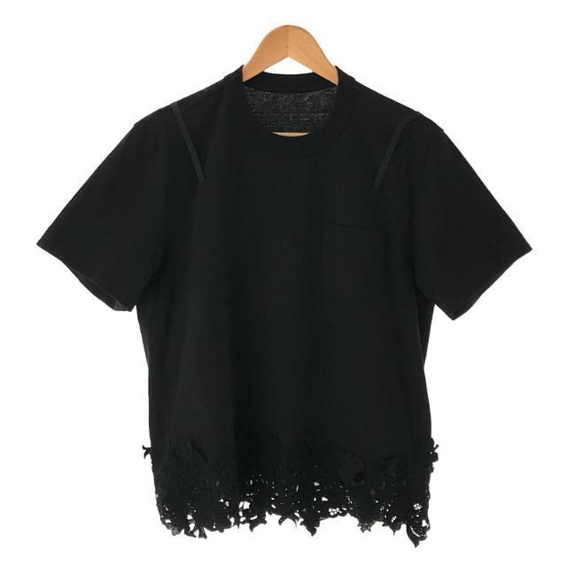 【美品】 sacai / サカイ | 2021SS | Cotton Jersey x Lace T-Shirt コットンジャージー レース 切替  ポケット Tシャツ カットソー ブラウス | 2 | ブラック | レディース | フリマアプリ ラクマ