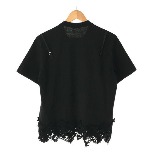【美品】 sacai / サカイ | 2021SS | Cotton Jersey x Lace T-Shirt コットンジャージー レース 切替  ポケット Tシャツ カットソー ブラウス | 2 | ブラック | レディース