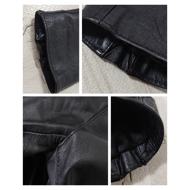 ラフシモンズ 20AW 202-650 クリップ装飾ユーズド加工ダブルレザージャケット メンズ 46