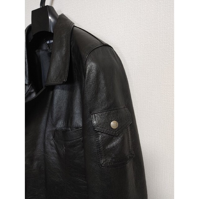 ラフシモンズ 20AW 202-650 クリップ装飾ユーズド加工ダブルレザージャケット メンズ 46