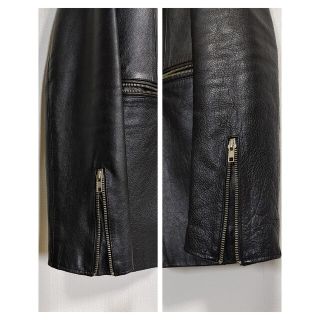 ラフシモンズ 20AW 202-650 クリップ装飾ユーズド加工ダブルレザージャケット メンズ 46