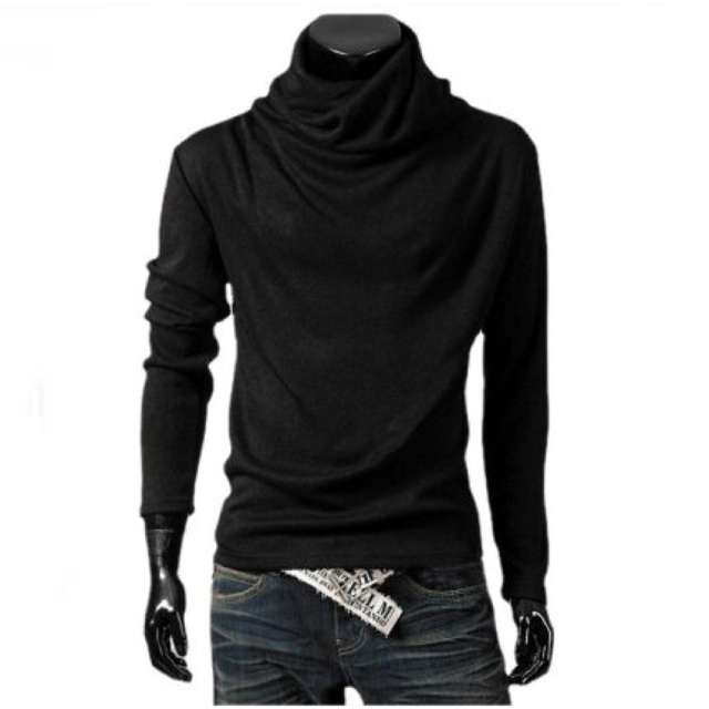 メンズ アフガン タートルネック 長袖 カジュアル ブラック XL メンズのトップス(Tシャツ/カットソー(七分/長袖))の商品写真