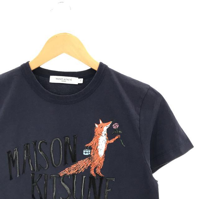 MAISON KITSUNE / メゾンキツネ | 新タグ プリント 刺繍 Tシャツ | S | ネイビー | レディース